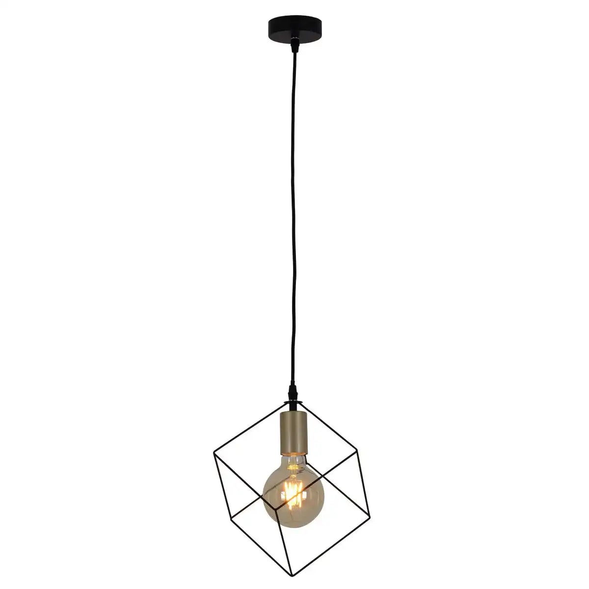 Pendelleuchte "CANTO", Hängelampe in Metall schwarz und Gold, E27-Fassung, für Esszimmer, Wohnzimmer, Diele oder Büro, 26 x 26 cm