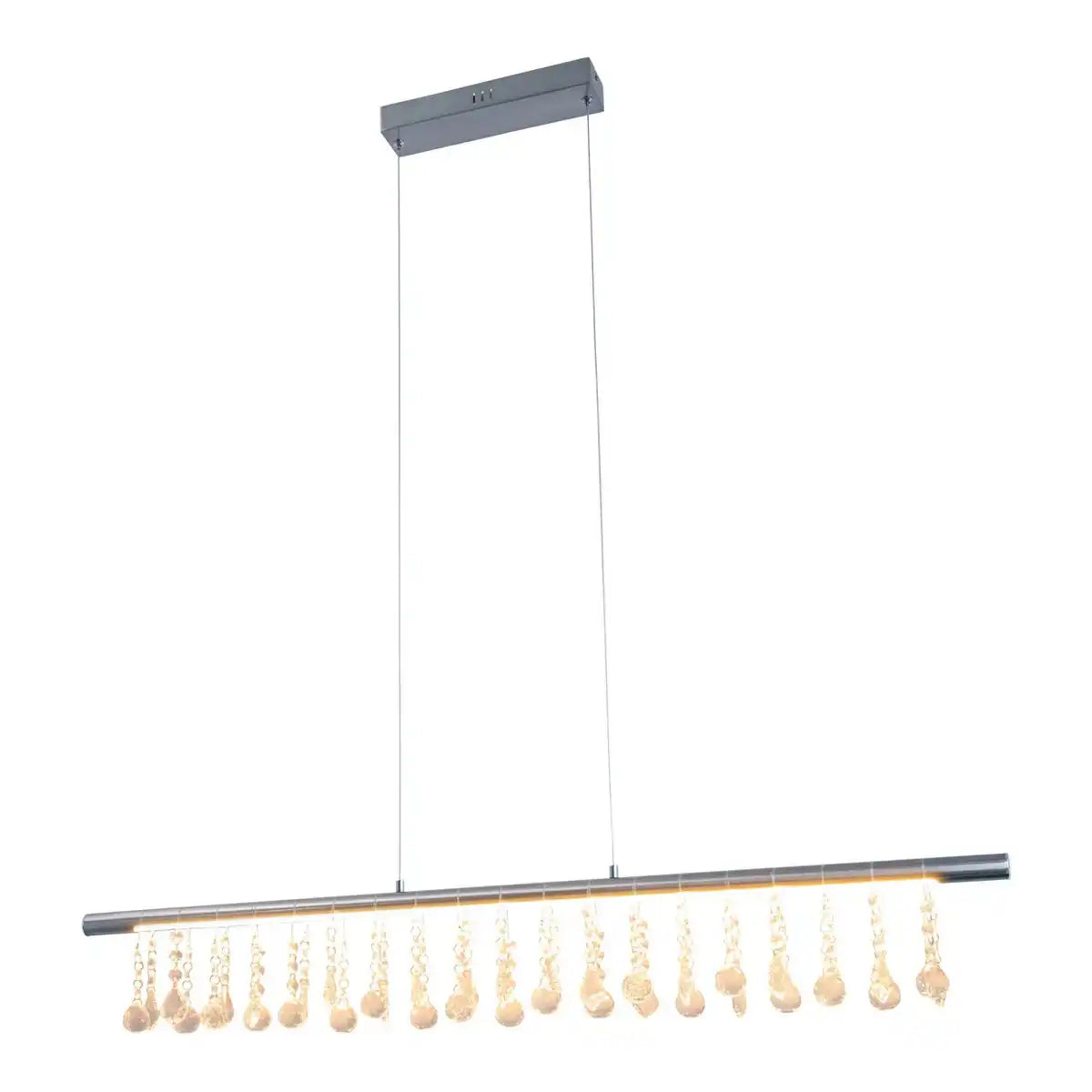 LED Pendelleuchte "NOBILIS" Länge ca. 100 cm, aus Metall und Kunststoff in satin-nickel, mit fest verbauten LEDs, Beleuchtung für Wohnzimmer, Esszimmer oder Büro