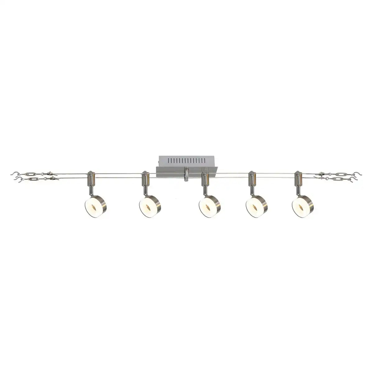 LED Seilsystem "TONY" aus Metall und Kunststoff, Stahl-blank, mit fest verbauten LEDs, 5 Meter