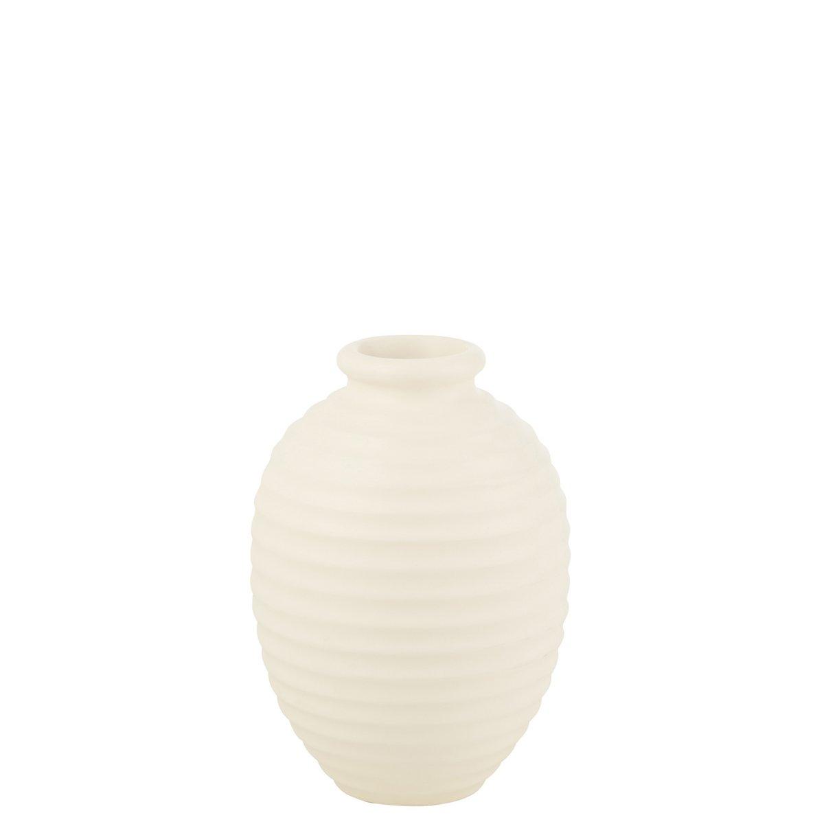 J-Line Blumentopf Oval Terrakotta – Keramik – Weiß – klein