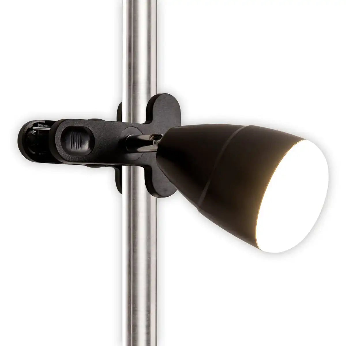 LED-Klemmleuchte aus Metall und Kunststoff in Schwarz, mit integrierten LEDs