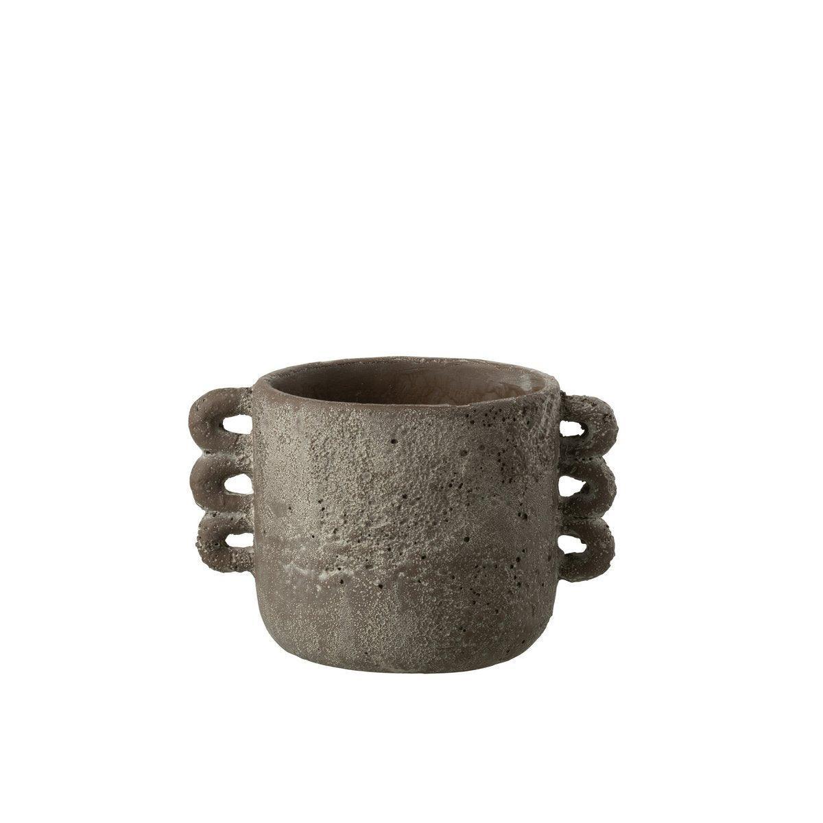 J-Line Blumentopf Celia - Keramik - Braun - klein - Ø 21,00 cm -