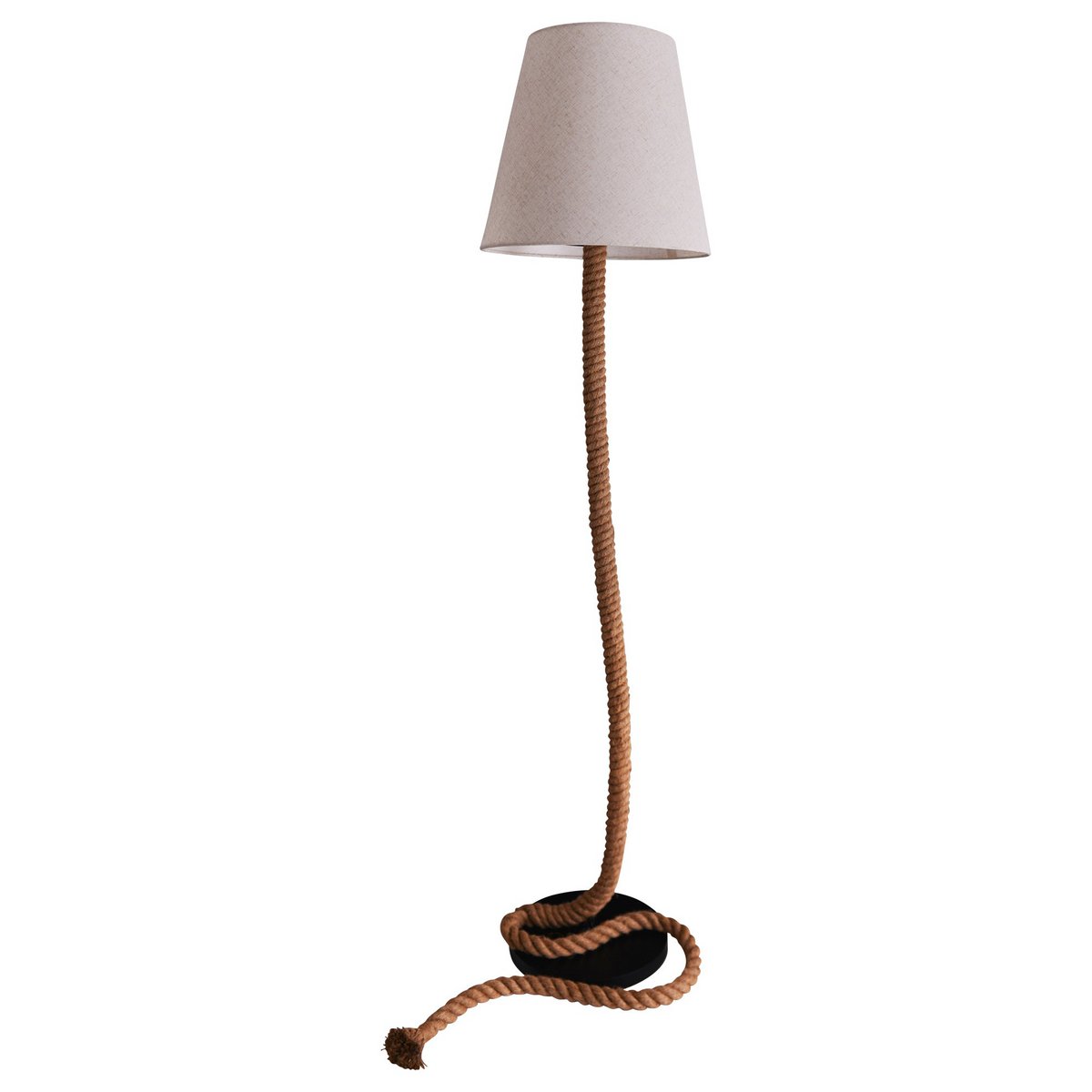 Stehleuchte "ROPE" aus Metall, Kunststoff, Jute und Textilmaterial in Natur, mit E27-Fassung, Beleuchtung für Wohnzimmer, Esszimmer oder Büro, 165 cm hoch