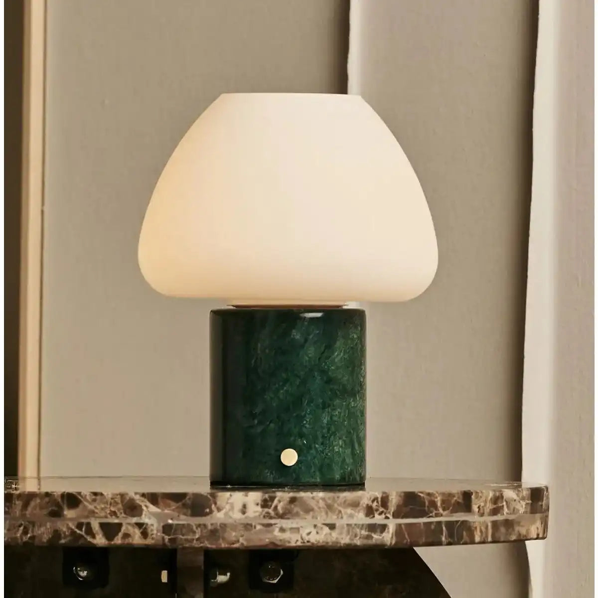 Ostade Green / Verde Alpi - Einzigartige Marmorlampe mit 3 hellen Farben und Dimmfunktion