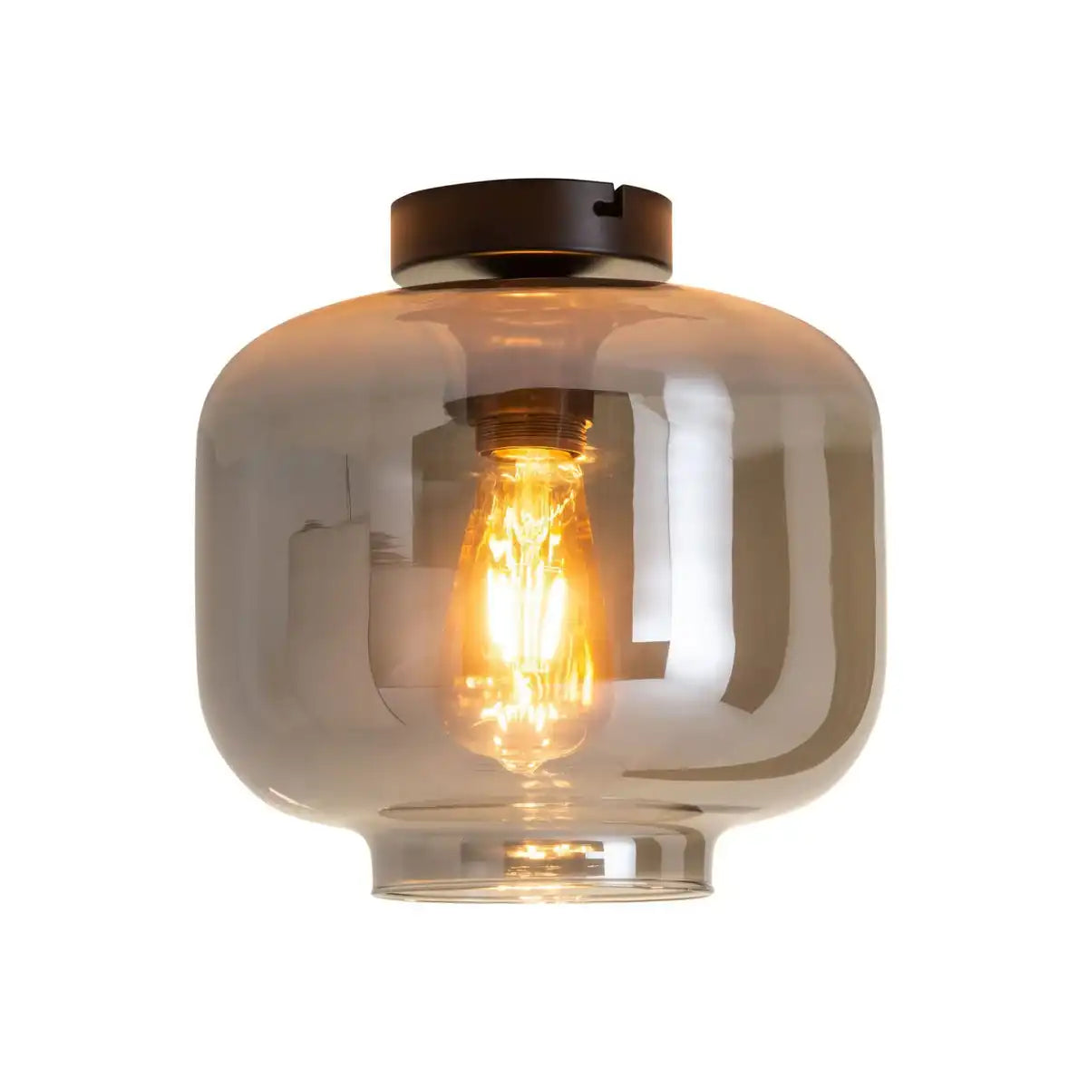 Deckenleuchte "VASO", Retro, Deckenlampe, Metall und Rauchglas in Anthrazit, E27-Fassung, für Esszimmer, Wohnzimmer, Diele oder Büro, mit einem Øvon 25 cm