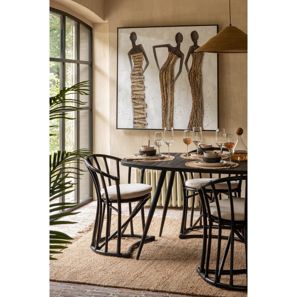 J-Line Esstisch Oval Recycled – Holz – Schwarz