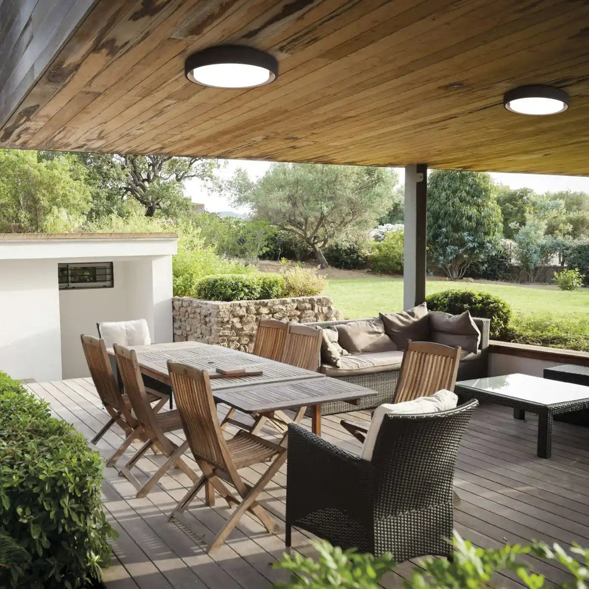 LED Außenwandleuchte "MIO" Ø 27 cm aus anthrazitfarbenem Metall und Kunststoff, IP54 für Eingang, Balkon, Terrasse