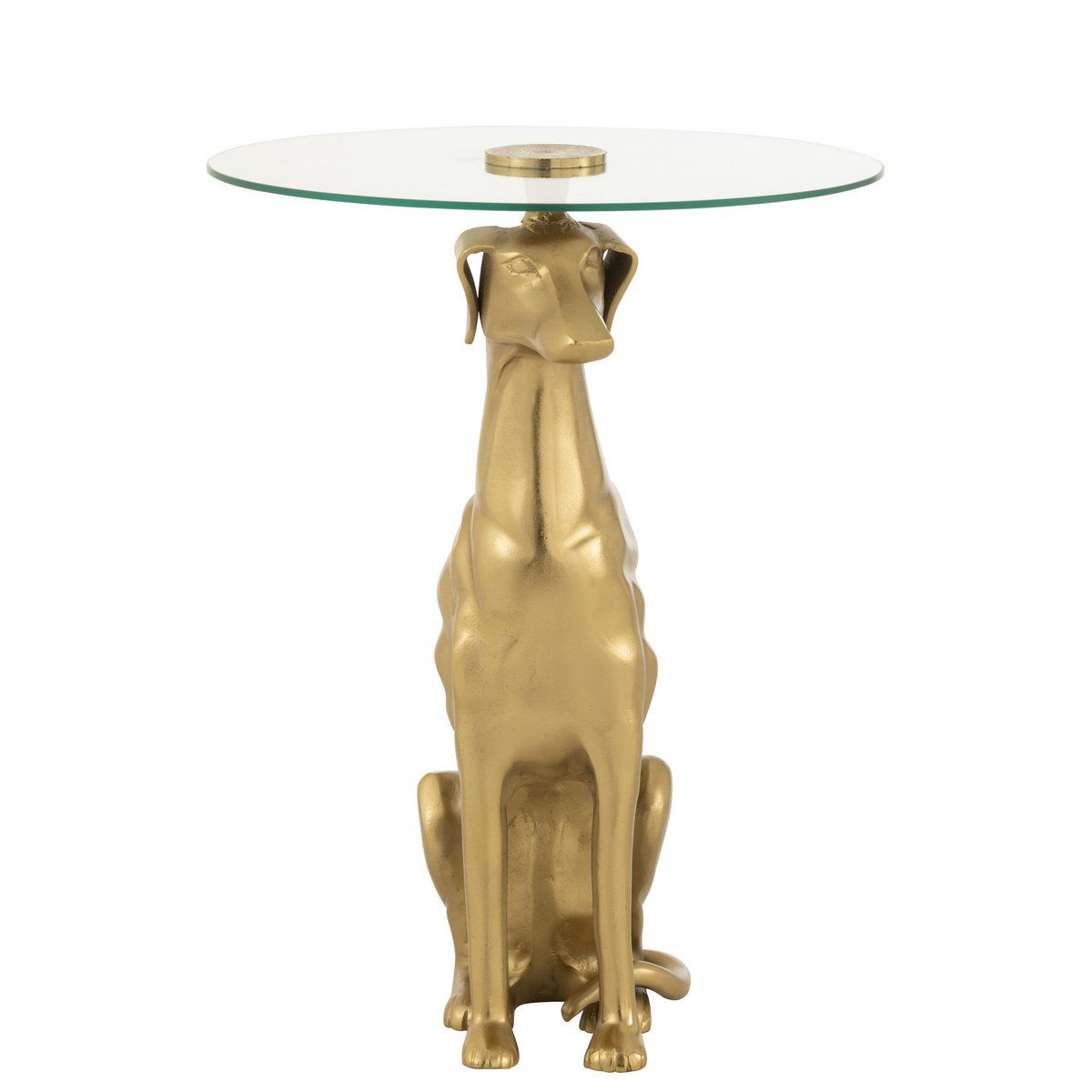 J-Line Side Table Hund Basis Aluminium/Glas Gold gefärbt
