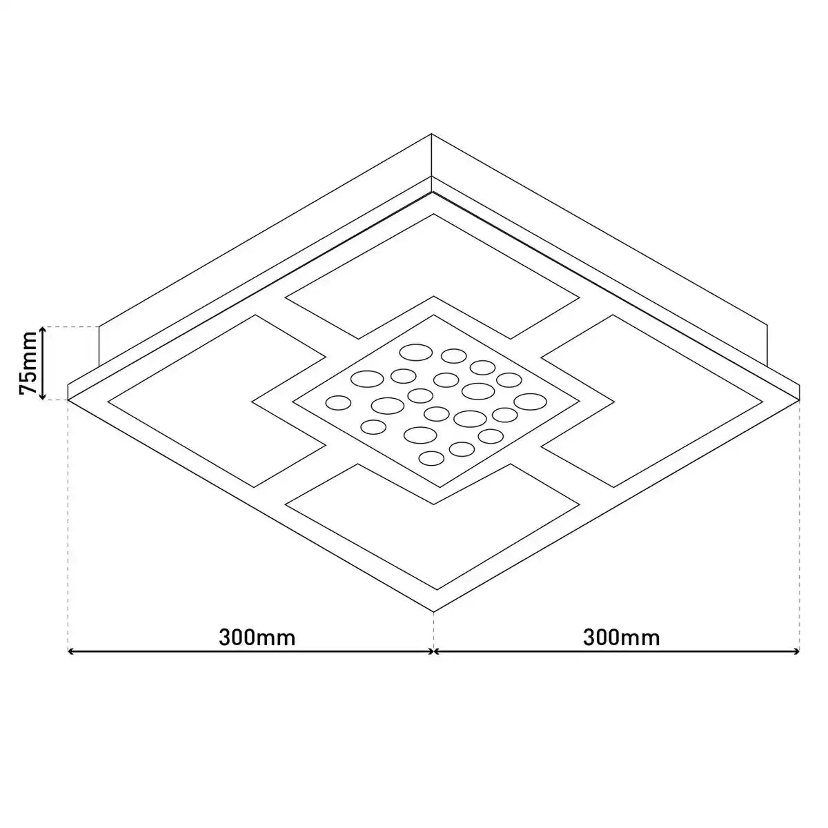 Die LED Deckenleuchte "CHUR" 30 x 30 cm, chomfarbenes Metall, teilsatiniertes Glas, integrierte LEDs, warmweiß