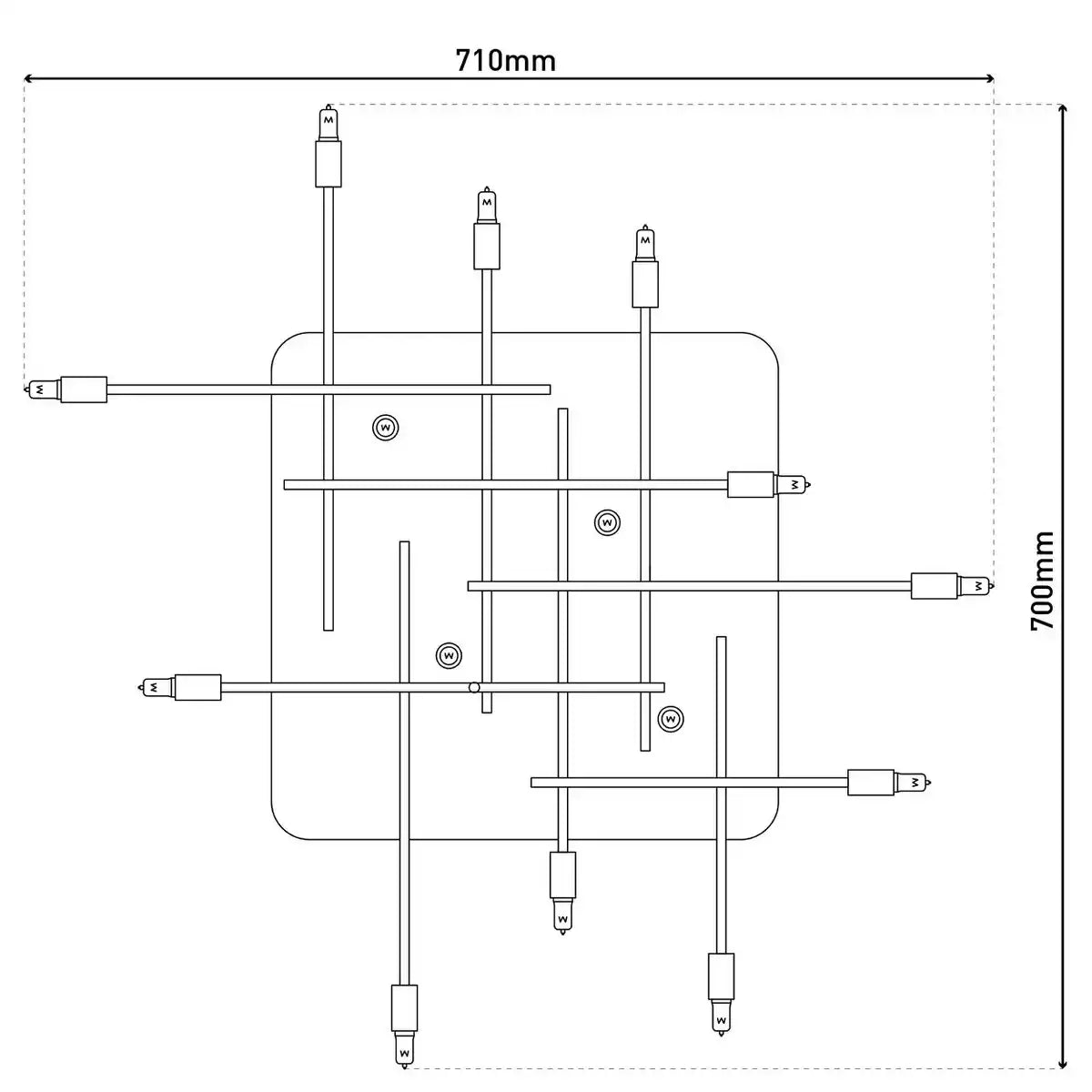 LED Deckenleuchte "ANCONA" mit Backlight aus Metall in Edelstahloptik, G9-Fassungen, Lampe für Wohnzimmer, Esszimmer, Flur und Büro, ca. 71 x 70 cm