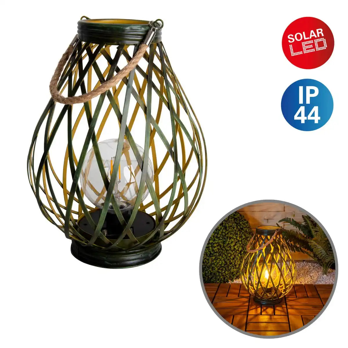 LED Deko-Solarleuchte "BALUBA" - Außen Deko aus Metall und Kunststoff in Gold mit fest integrierten LEDs