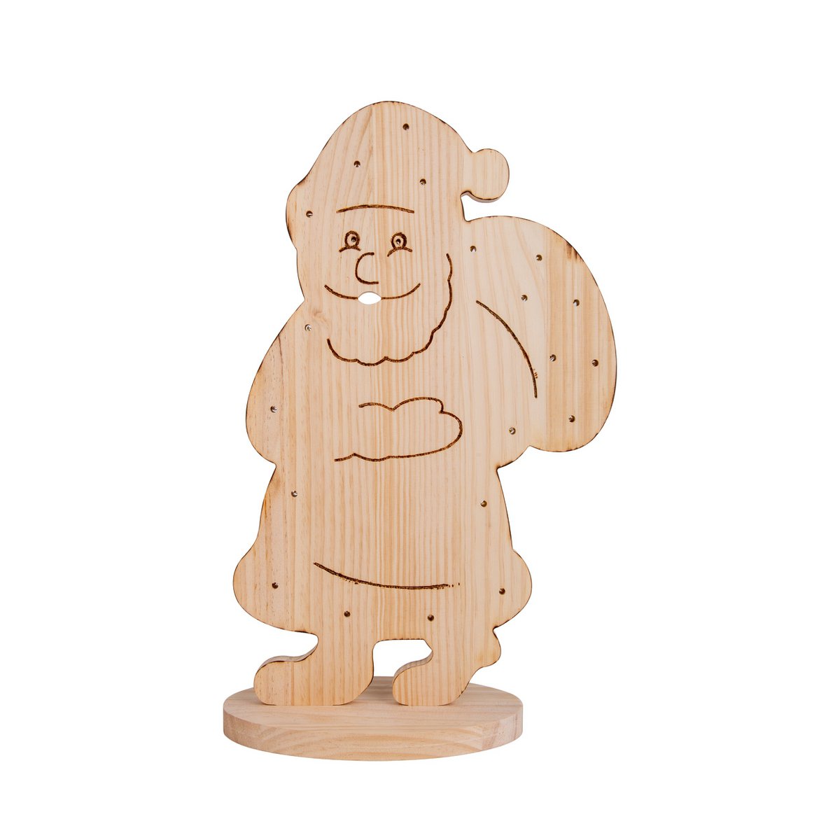 LED-Holz-Dekoleuchte "SANTA" klein, Weihnachtsdeko aus Holz in Natur, mit fest verbauten LEDs, für den Außenbereich