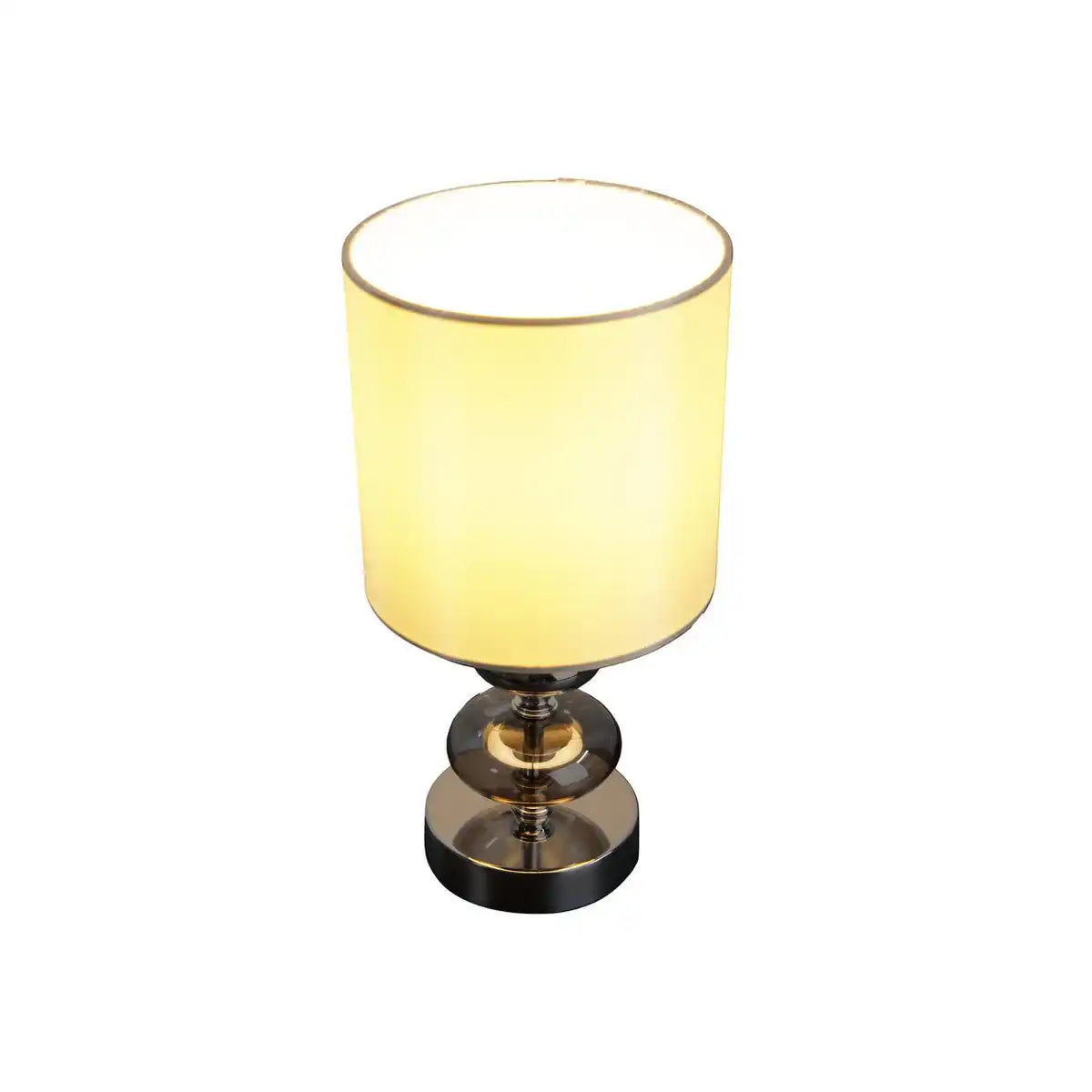 Stoff, Tischleuchte "MALI", Tischlampe aus Metall und Textilmaterial, weiß, mit E14-Fassung, für Esszimmer, Wohnzimmer, Diele oder Büro, Tischlampe für Wohnzimmer oder Esszimmer, Nachttischlampe- 28,5 cm hoch