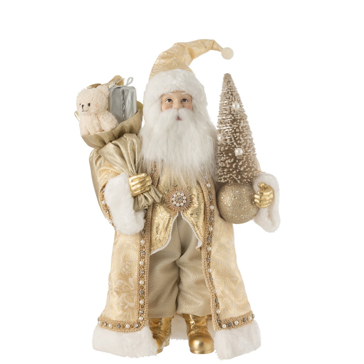 J-Line Weihnachtsmann-Deko-Harz/Textil-Gold