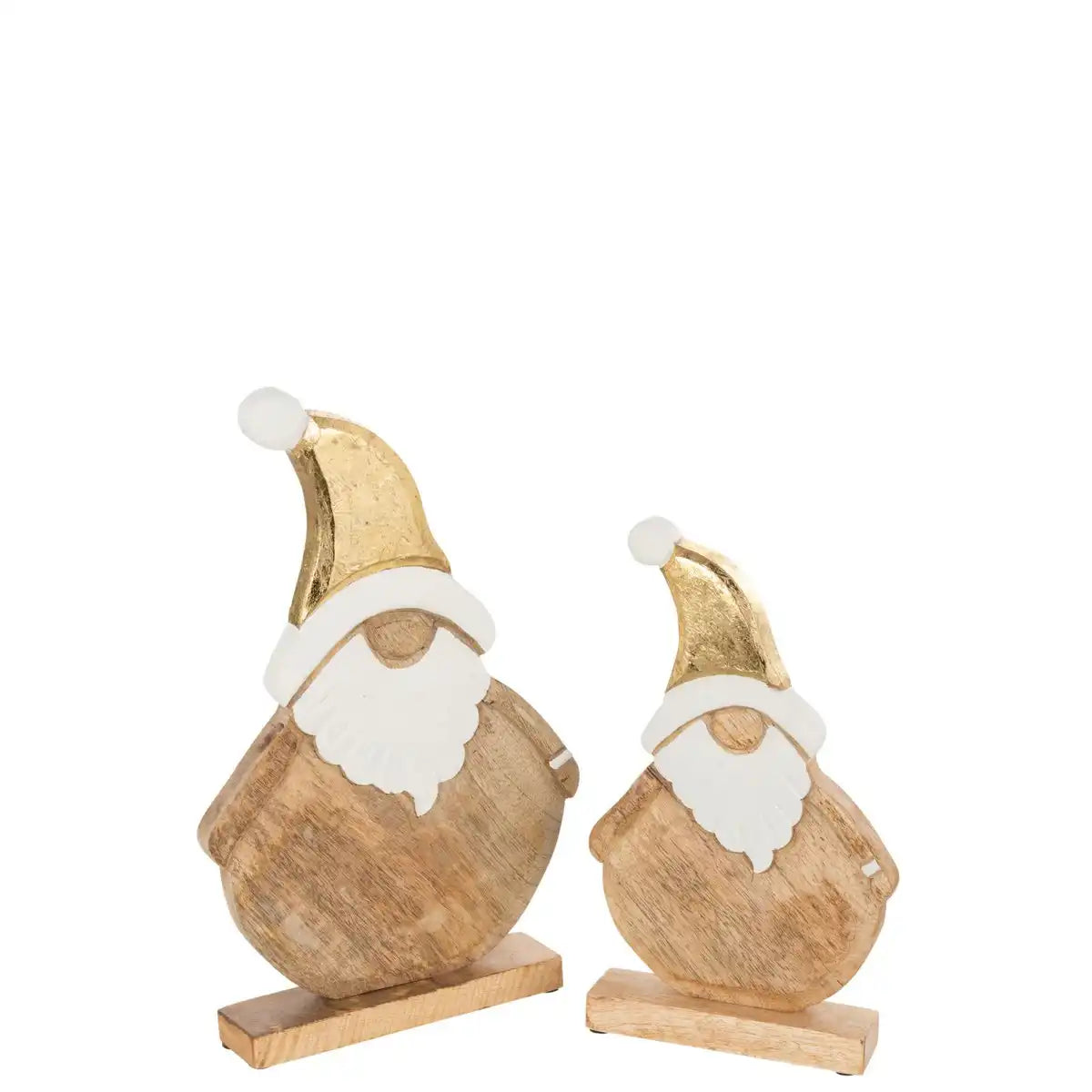 J-Line Weihnachtsfiguren – Holz – Natur/Gold – groß