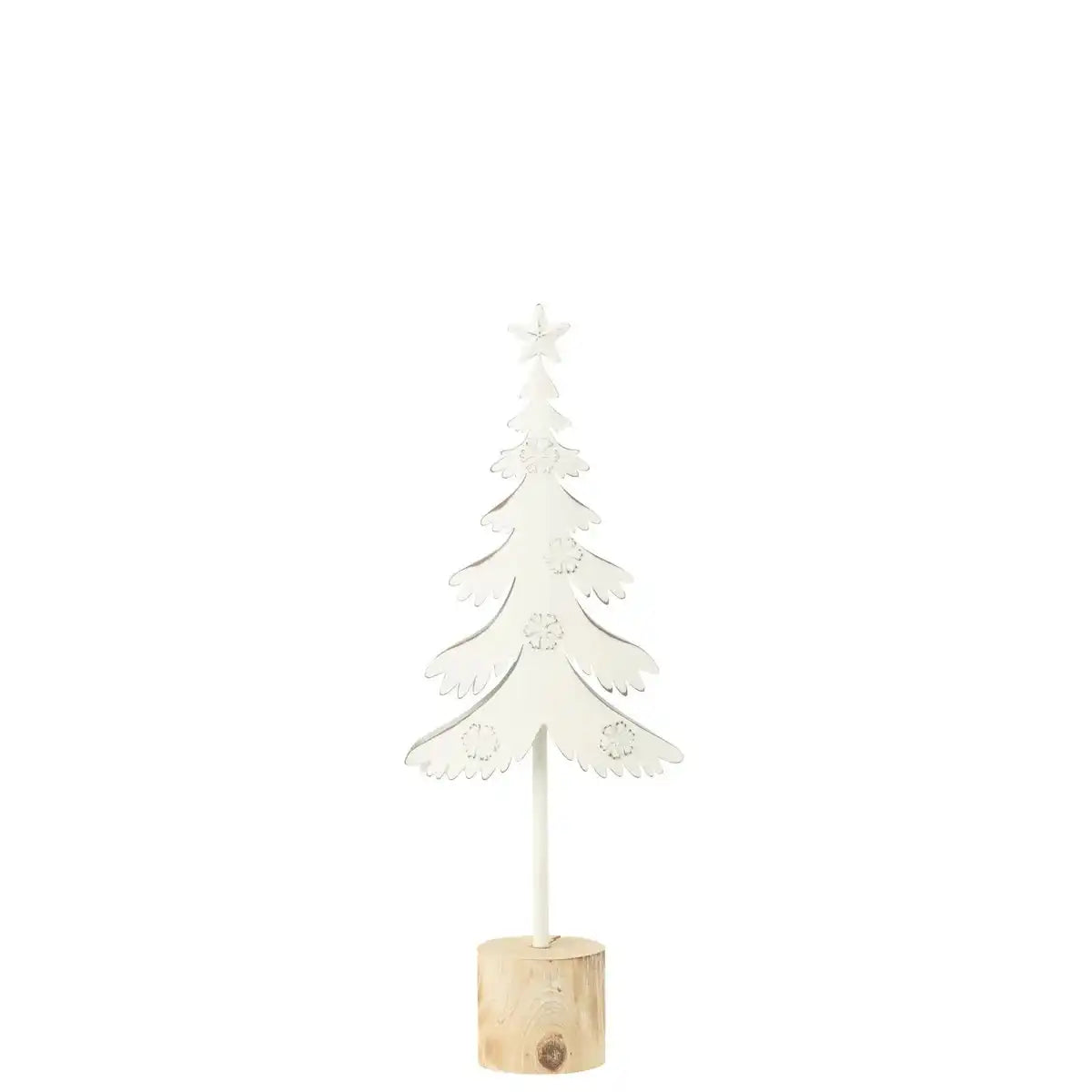 J -Line Dekoration Weihnachtsbaum zu Fuß + Stern - Metall - Holz - Weiß -s