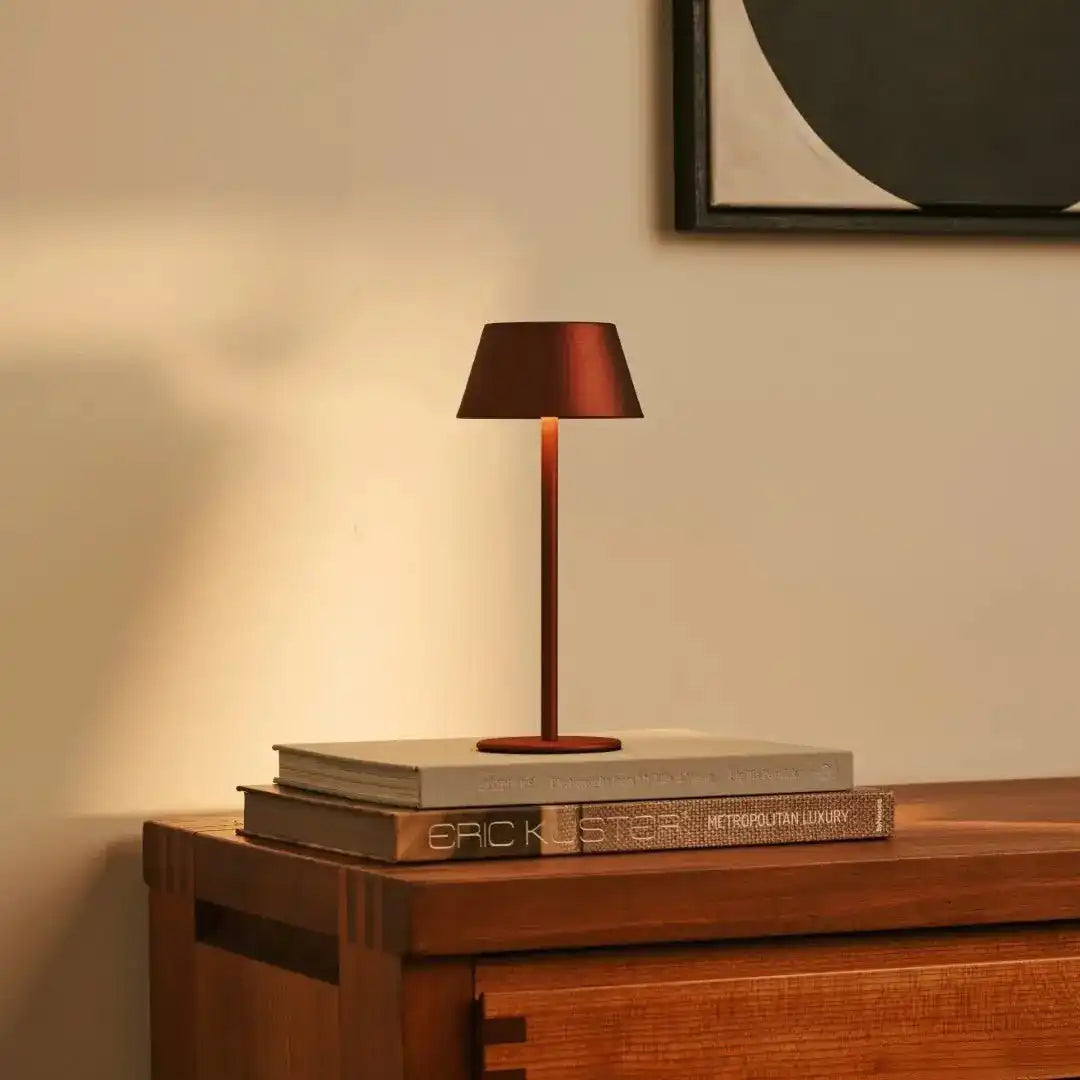 Milou Bronze - Tischlampe ohne Kabel l moderne, Design- und 3 Lichtmodi