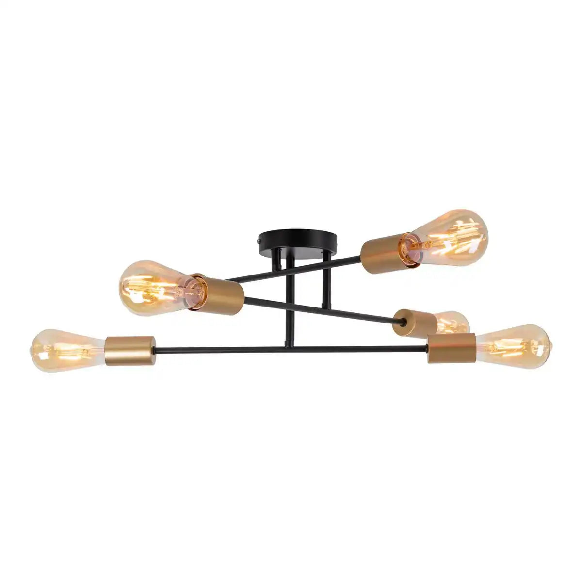 Deckenleuchte "MODO" 6-flammig aus Metall in Schwarz,, Fassungen Gold, E27-Fassung, Deckenlampe für Wohnzimmer, Esszimmer, Küche, Diele, Flur oder Büro mit einem Øvon 54,5 cm