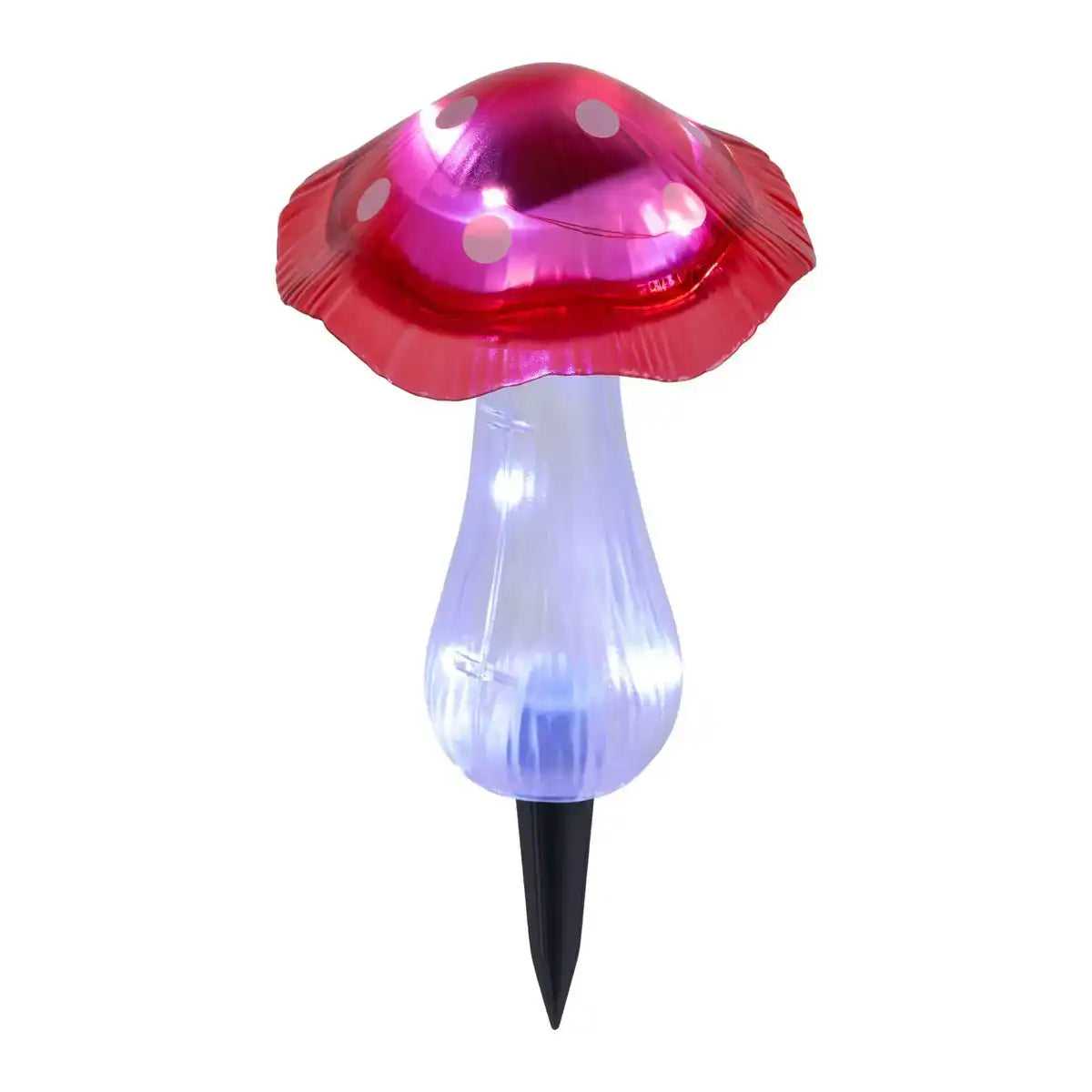 Solar-Dekoerdspieße 2er Set "MANTAR" Ø 13 cm, 29 cm hoch, transparenter Kunststoff in Rot, Gelb und Klar, integrierte LEDs, kaltweiß