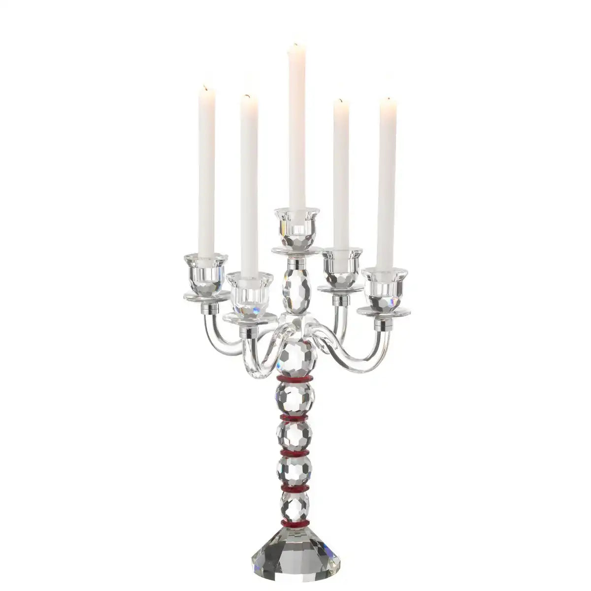 J-Line Kerzenhalter Annie 5 Arme Rot/Transparent