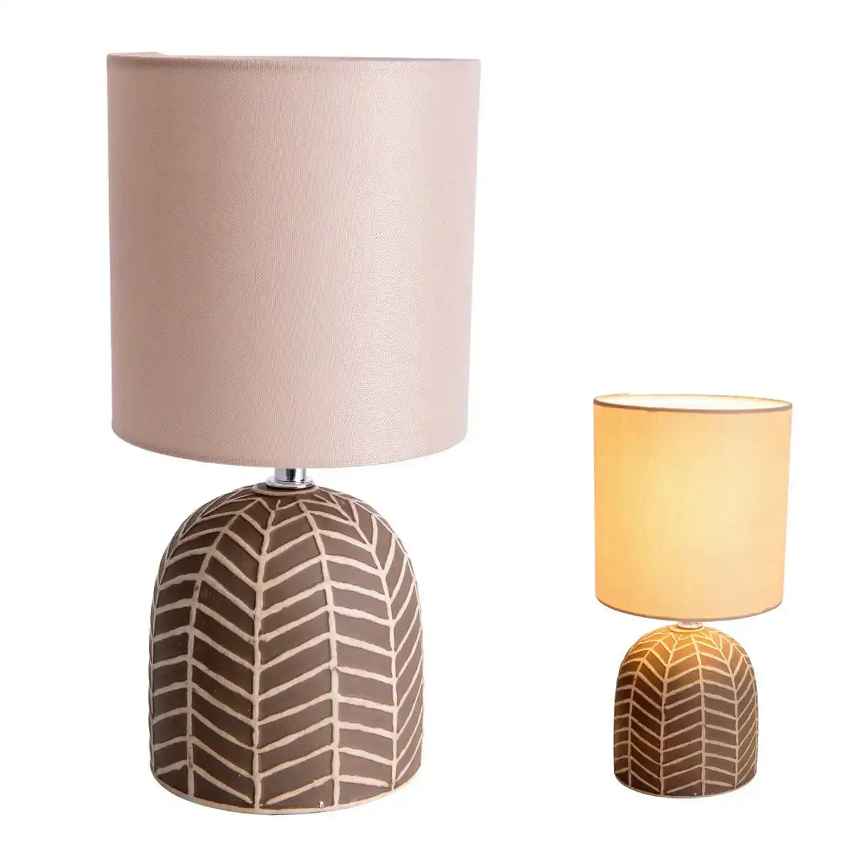 Keramik-Tischleuchte "FOLIO" braun, Tischlampe aus Keramik in Braun, mit E14-Fassung, für Esszimmer, Wohnzimmer, Diele oder Büro, 27,50cm hoch