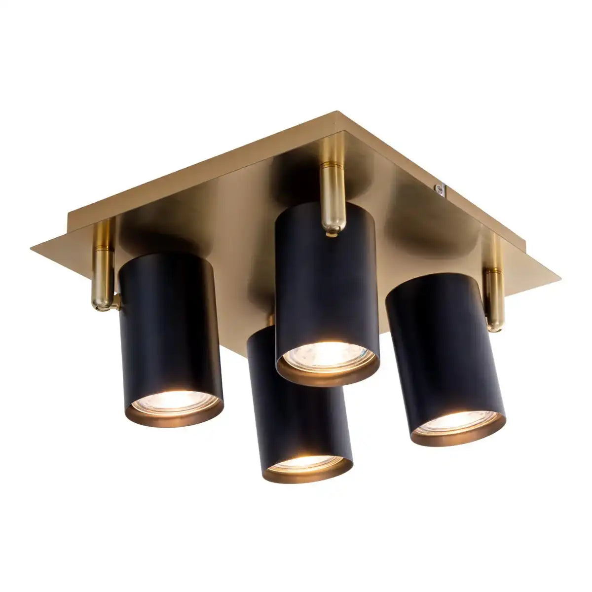 4er Wand- und Deckenleuchten "FRIDA" in Metall schwarz / Gold, Deckenstrahler, GU10, Deckenlampe für Esszimmer, Wohnzimmer, Diele oder Büro, 22 x 22 cm