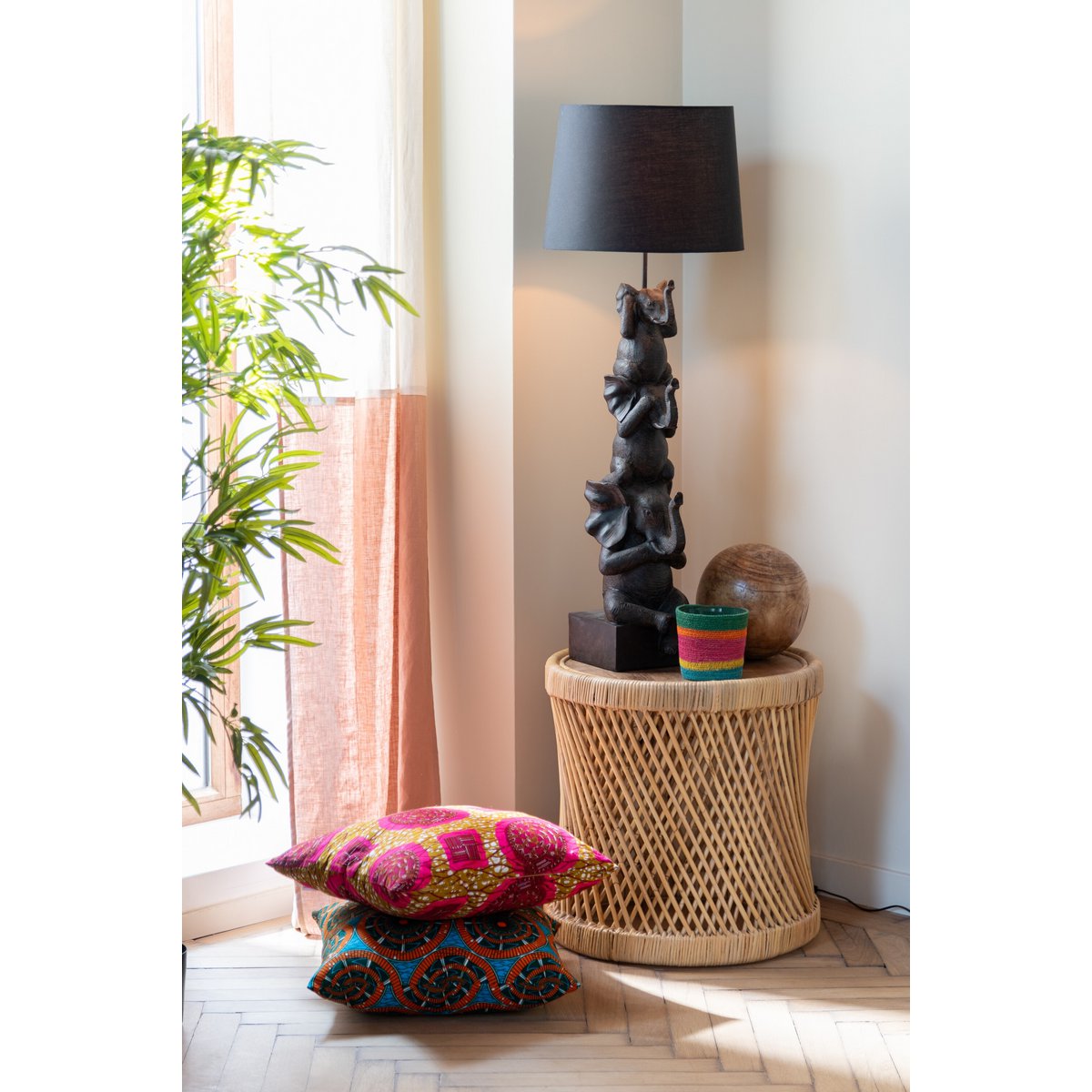 J-Line Lampe 3 Elefanten – Polyresin – braun