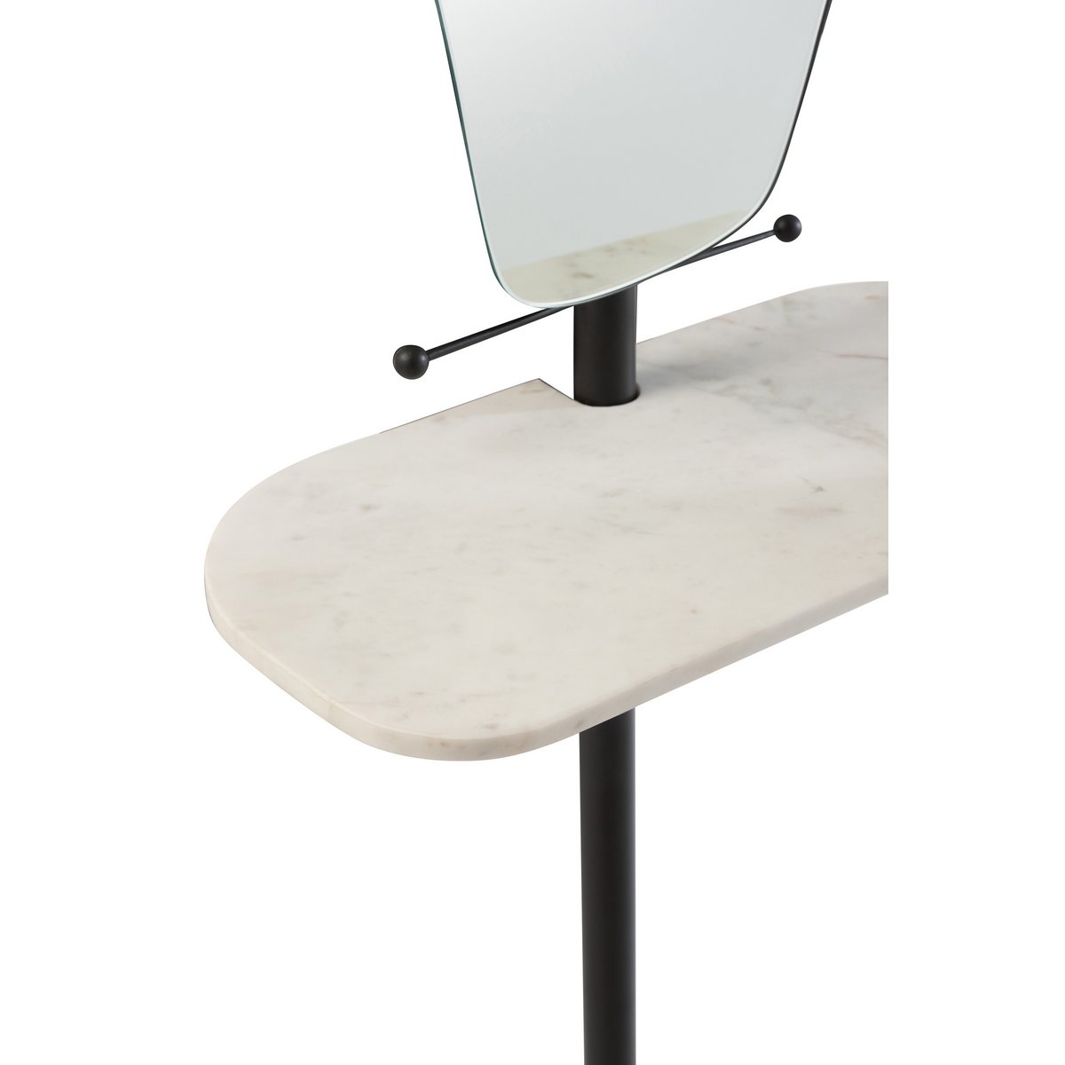 J -Line Mirror + Wandregal - Eisen/Glas - Weiß/Schwarz - 185 cm hoch