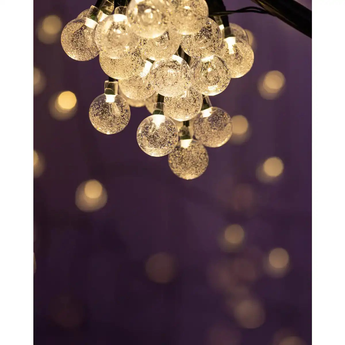 Außen-Lichterkette mit dekorativen Kugeln in GLASOPTIK, 868 cm lang, Warmweiß,