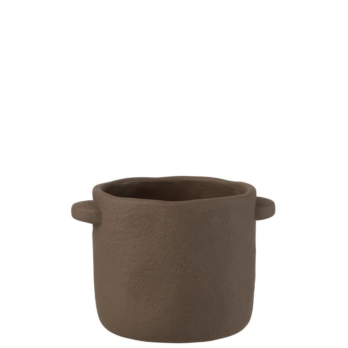 J-Line Blumentopf Gustave - Zement - Dunkelbraun - Ø 19 cm - 2 Stück