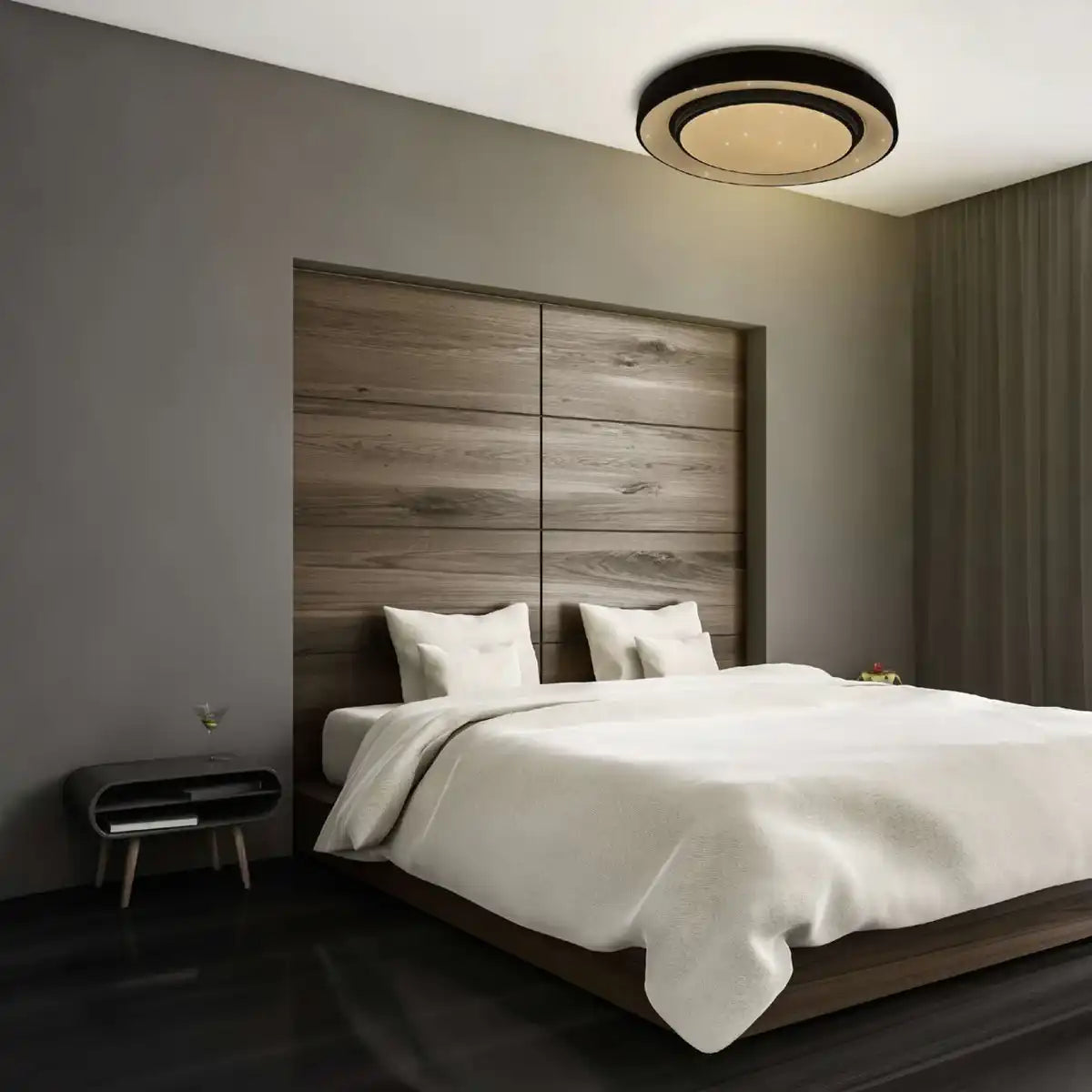 LED Deckenleuchte "MONTEREY" Ø 47,5cm, viele Funktionen, aus Metall und Kunststoff in Schwarz,, mit integrierten LEDs, Beleuchtung für Wohnräume, Flur oder Büro