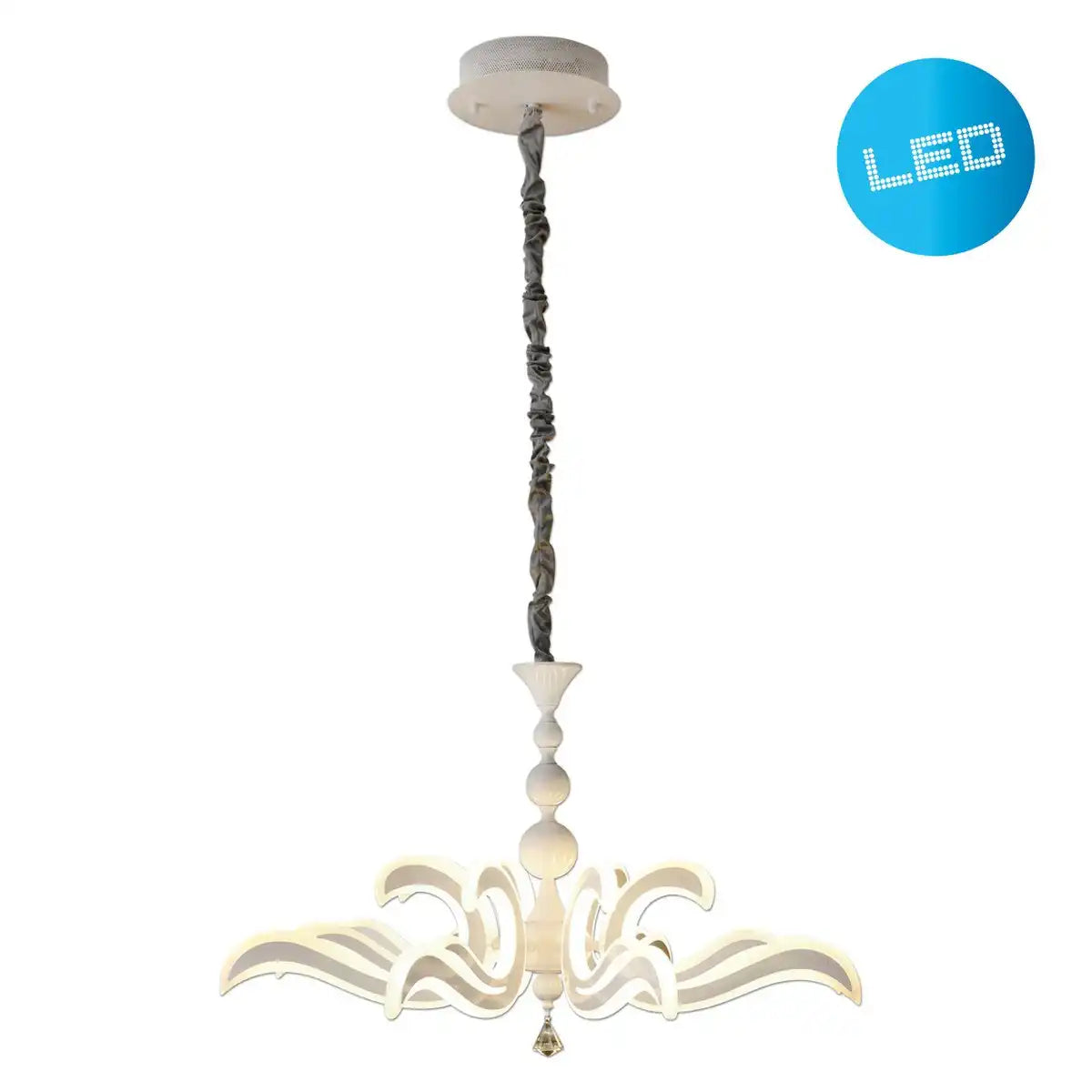 LED-Krone "LUDWIG" weiß Ø 66cm, mit fest verbauten LEDs, Metall in weiß