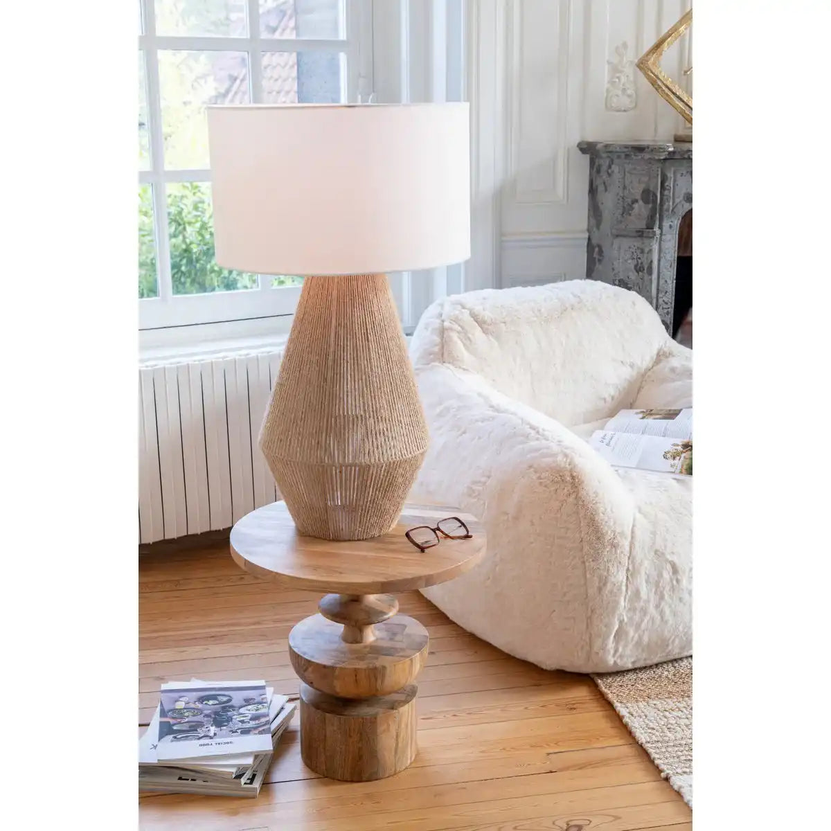 J-Line Lampe Striing Metall/Jute Natur
