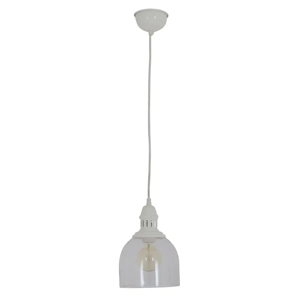 Glas-Pendelleuchte "MUMBAI", Retro Classic aus Metall und Glas in Weiß, E27