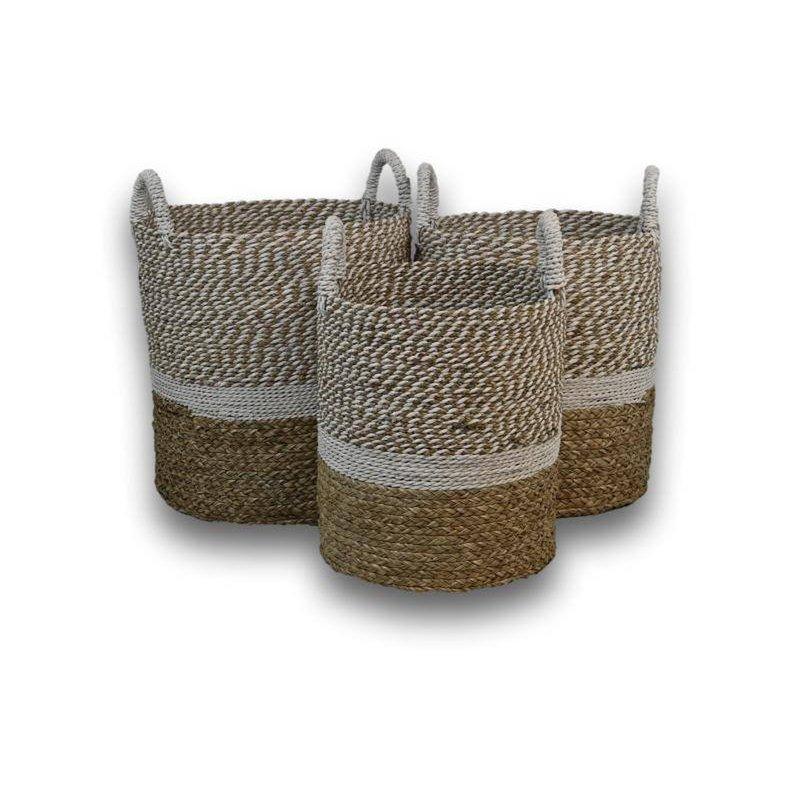 HSM Collection Korbset Malibu S/3-ø42x45 / ø38x42 / ø34x39-Natur/Wildwasserhyazinthe