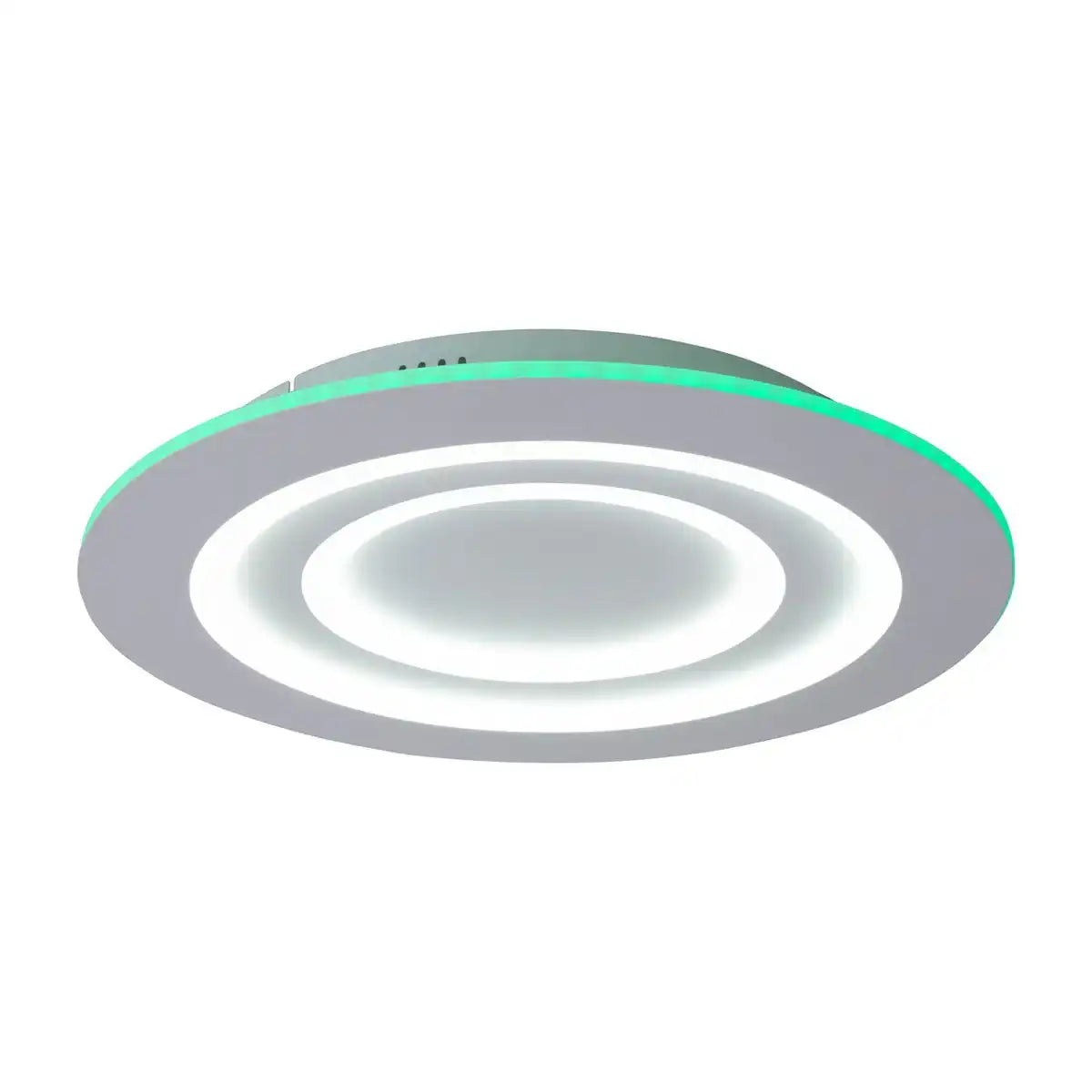 LED Deckenleuchte "MIREL" Ø 50 cm, 6 cm hoch, Metall und Kunststoff in Weiß, integrierte LEDs, 2400 lm, dimmbar, CCT-Funktion 3000-6500 K, RGB-Farbwechsel