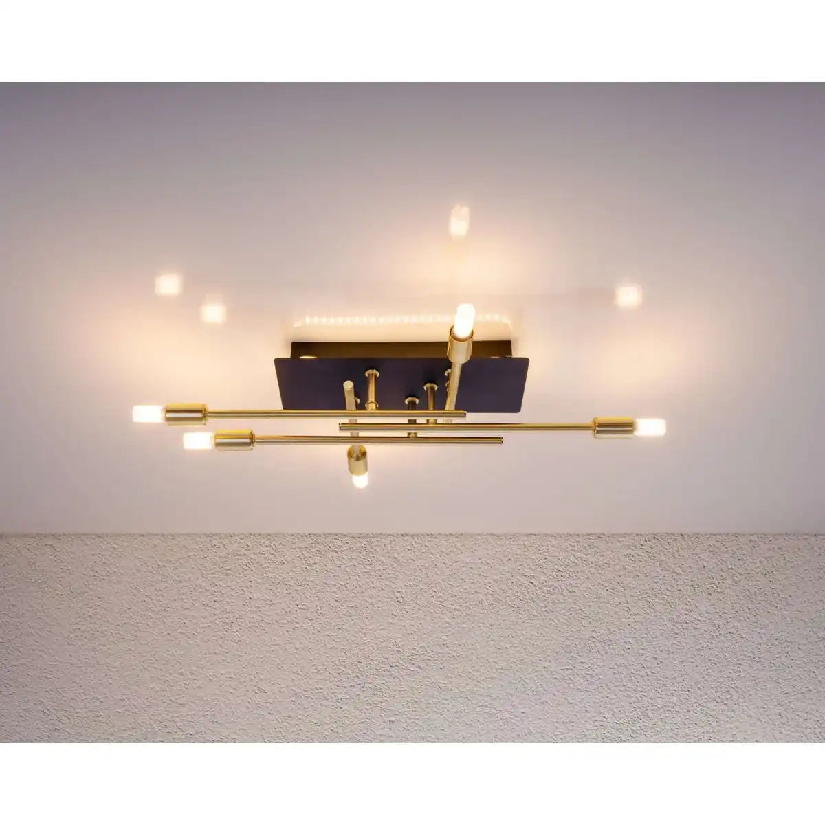 LED Deckenleuchte "ANCONA" mit Backlight aus Metall in Schwarz, und Messing, G9-Fassungen, Lampe für Wohnzimmer, Esszimmer, Flur und Büro, ca. 41 x 25 cm