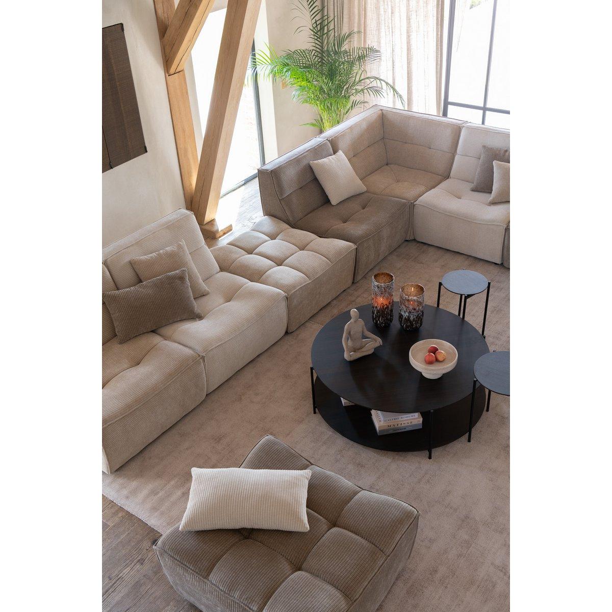 J-Line Couchtisch, rund, MDF/Metall, dunkelbraun, groß