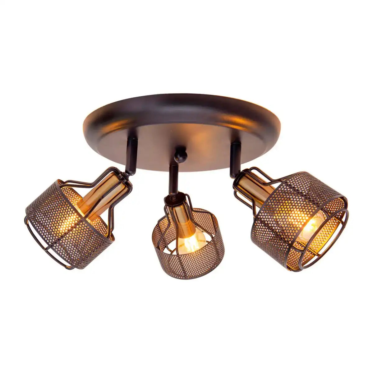 3er Wand- und Deckenrondell Spot "Foro" aus Metall in Schwarz, und Gold, mit E14-Fassungen, 41 cm Durchmesser. Stilvolle Beleuchtung für Wohnzimmer, Esszimmer oder Küche.