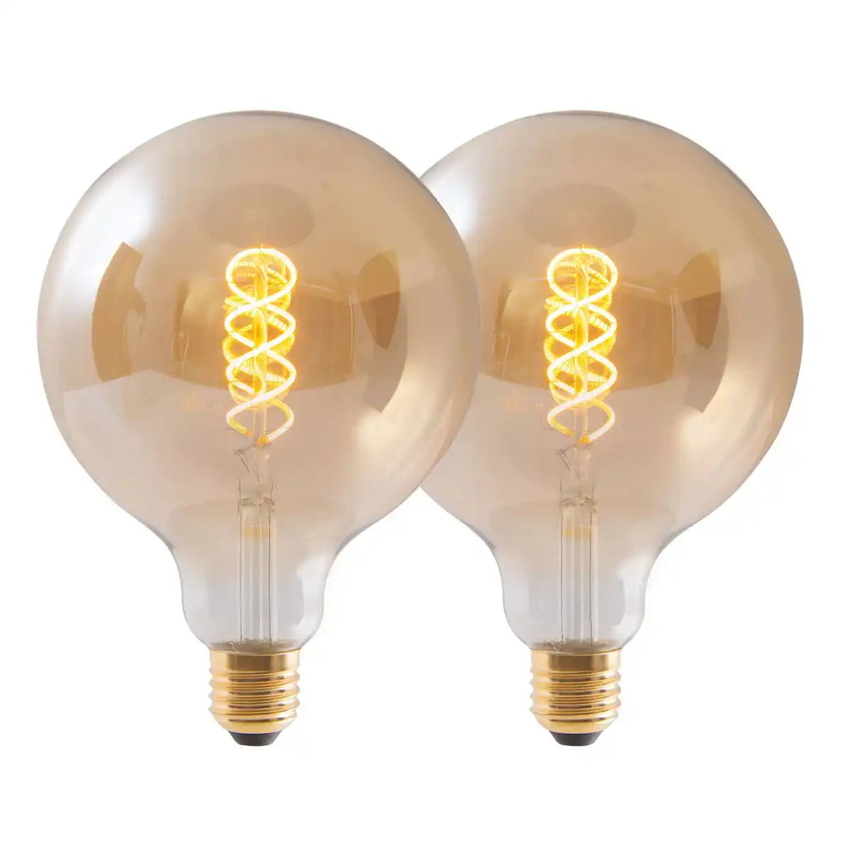 2er-Set LED Leuchtmittel E27-Fassung, 5 Watt Ø 12,5cm, Metall und Glas, amber
