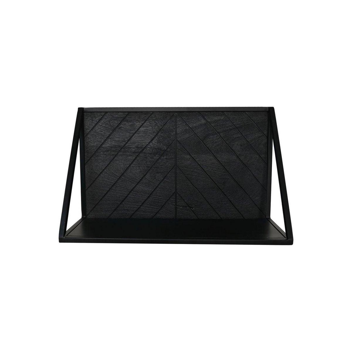 HSM Collection-Wandregal Verona-50x20x30-Schwarz-Mango/Metall
