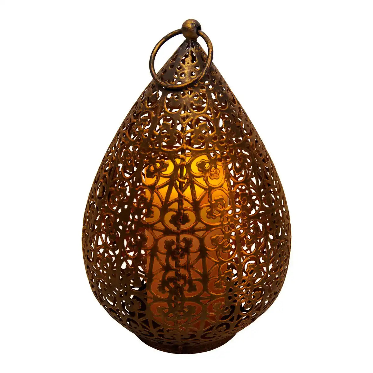 LED Dekoleuchte 27,8 cm hoch in Antik-Gold, für Außen, aus Metall und Kunststoff, mit integrierte LED