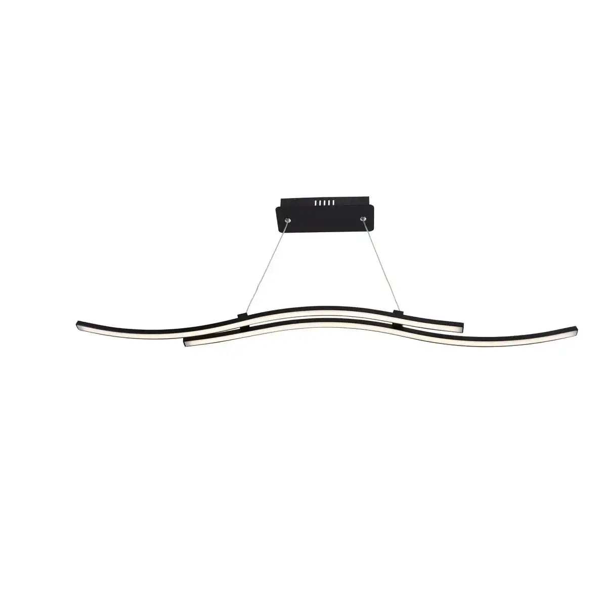 LED-Pendelleuchte "ONDA", Hängelampe aus Metall und Kunststoff in Schwarz, mit fest verbauten LEDs, Beleuchtung für Wohnzimmer, Esszimmer oder Büro, 96 cm lang
