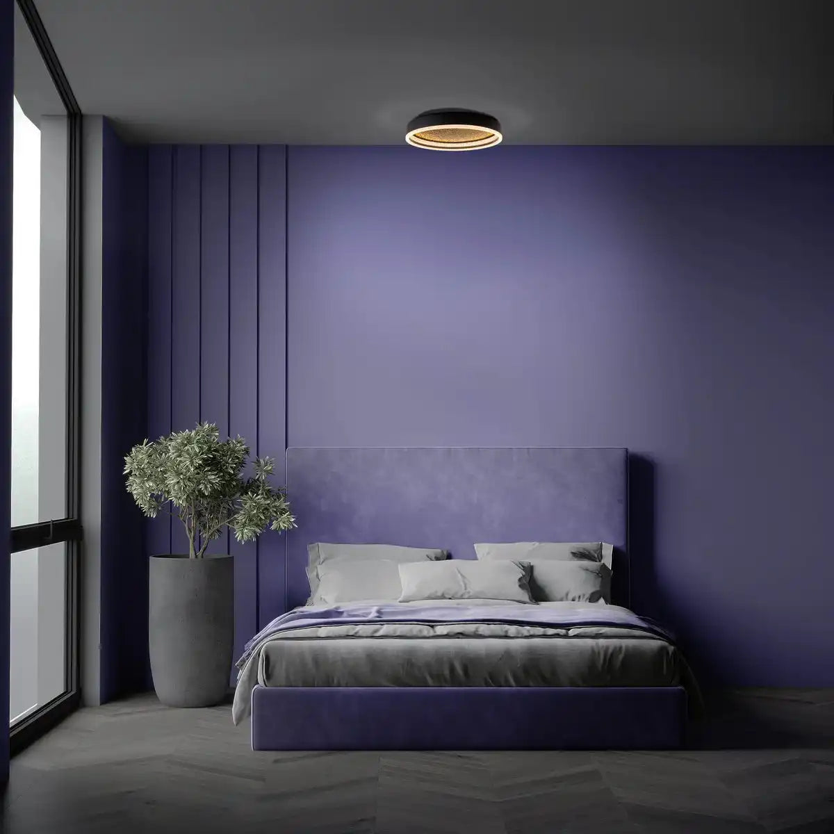 LED Deckenleuchte ARANY, Deckenleuchte aus Metall und Kunststoff in Schwarz, mit fest verbauten LEDs, dimmbar, 40 cm Durchmesser
