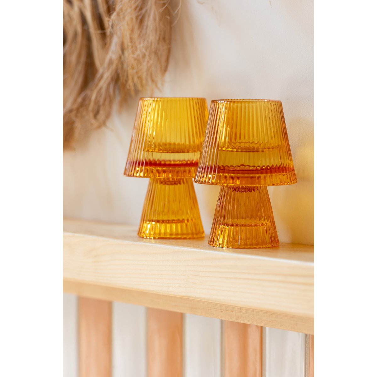 J-Line Teelichthalter Hutglas Orange