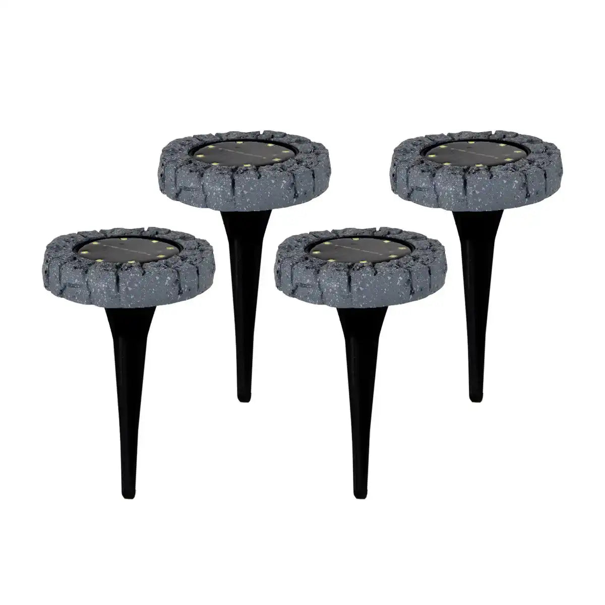 4er-Set LED Solar-Boden-Erdspieß "KIAN" , für Außen, Bodenleuchte aus Kunststoff in Grau, mit integrierter LED