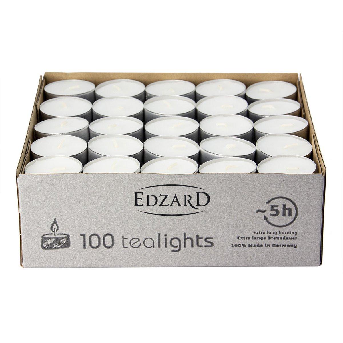 100 Stück WENZEL Tealights Teelichtkerzen Teelichter, weiß, Aluminiumhülle, ohne Duft - HomeDesign Knaus