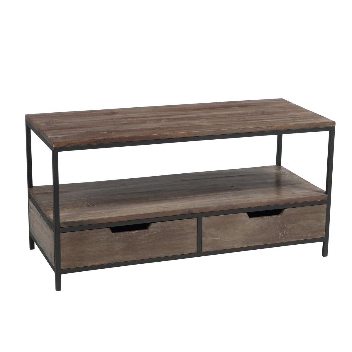 J-Line Couchtisch - Holz/Metall - Braun/Schwarz