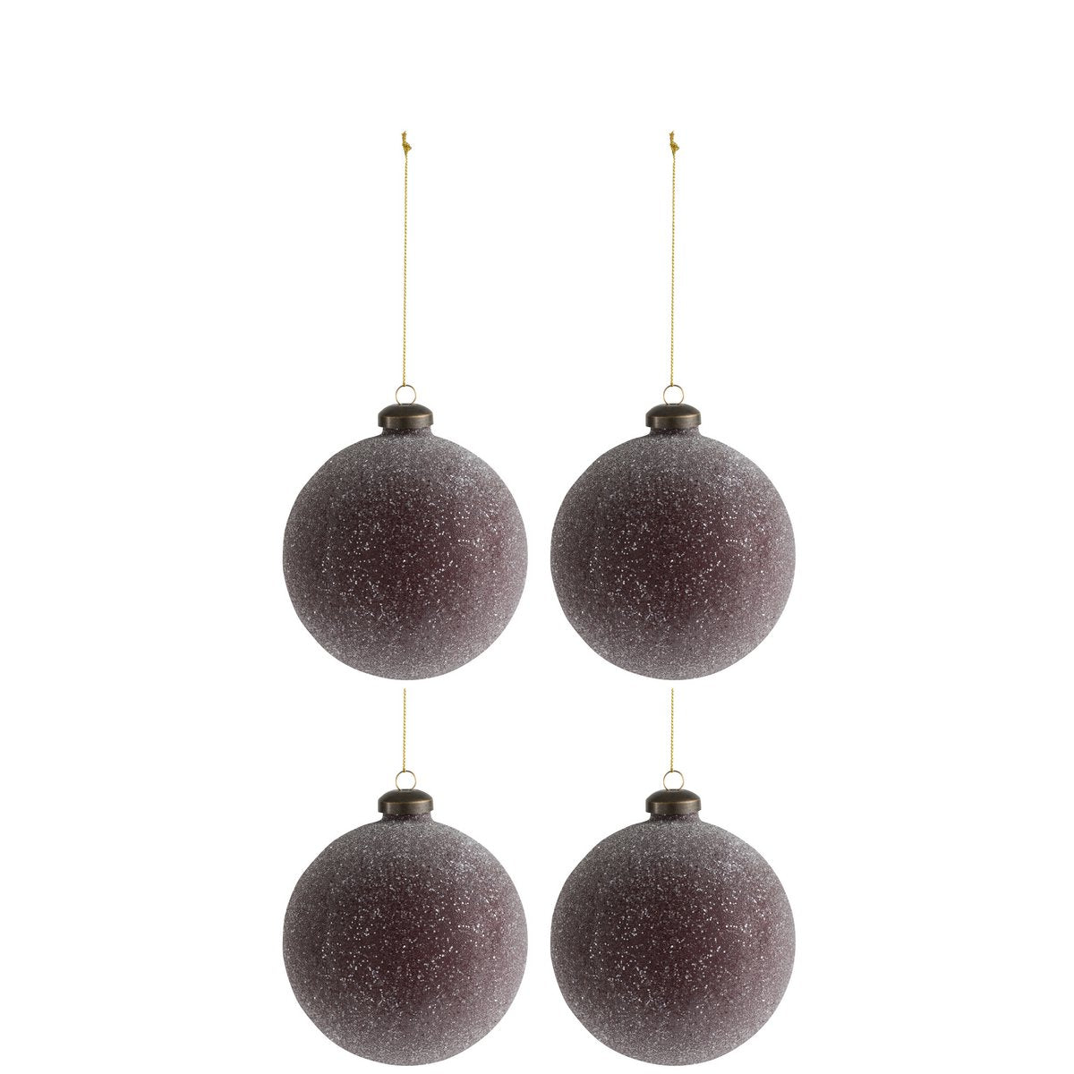 J-Line Weihnachtskugel Perlen – Glas – Burgunderrot – mittel – 4er-Box