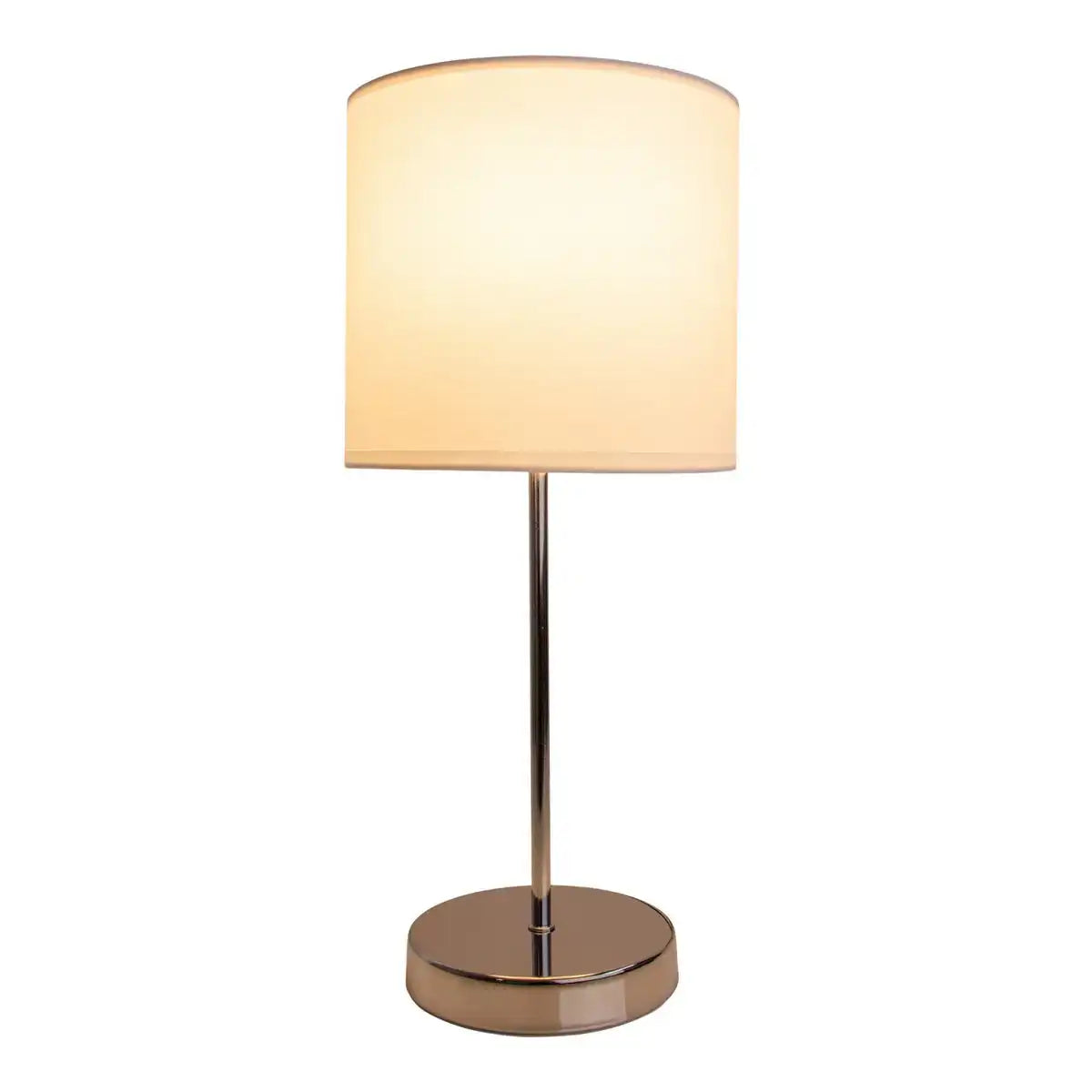 Tischleuchte "NEW YORK", klassische Tischlampe aus Metall mit Textilschirm in Weiß, mit E27-Fassung, 38,5 cm hoch, perfekt für Wohnzimmer, Esszimmer, Diele und Büro